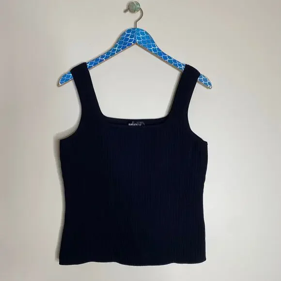 BAILEY/44 Black Ribbed Knit Square Neck Tank Top Size Large - Picture 7 of 7